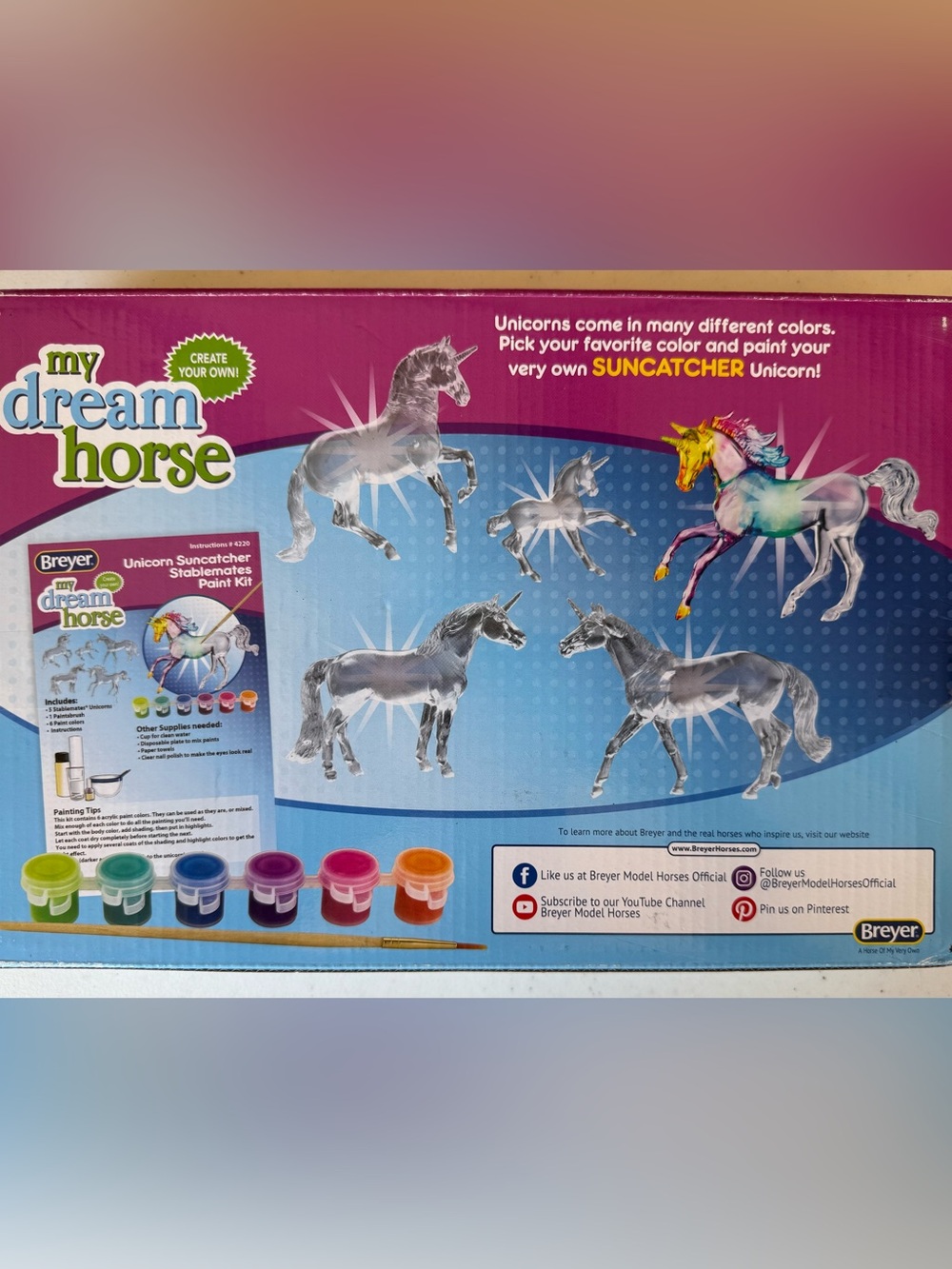 Breyer Unicorn Suncatcher Paint Kit - Purple and Pink Accents